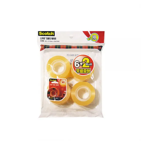 쓰리엠 스카치 다용도 테이프 리필 550 18mm X 30m 8p 단일 색상 1개