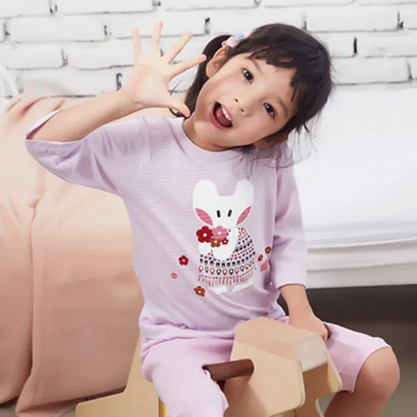 올로미미 여아용 마이뷰티풀드레스 7부 자카드 실내복 세트