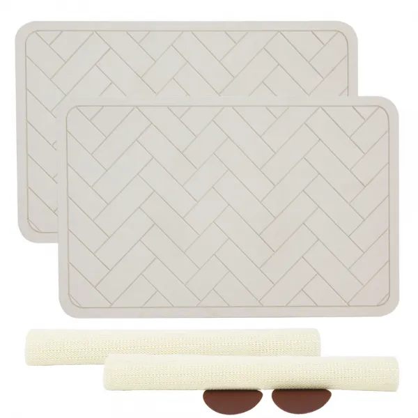 코시나 프리미엄 헤링본 규조토 욕실매트 스퀘어 + 미끄럼 방지매트 + 사포 39 X 39 X 0.9 Cm 그레이 2세트