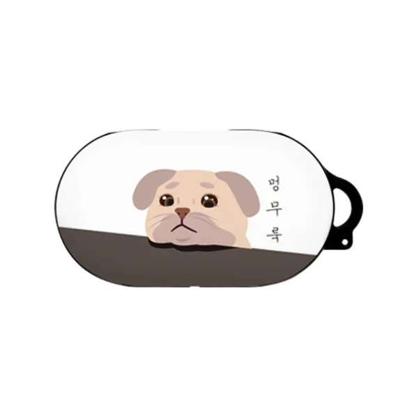 바니몽 턱살모찌 디자인 갤럭시 버즈 케이스, 단일 상품, 멍무룩화이트