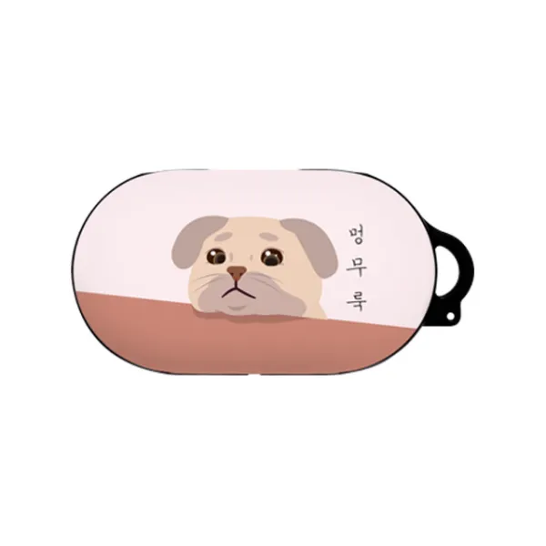 바니몽 턱살모찌 디자인 갤럭시 버즈 케이스, 단일 상품, 멍무룩핑크