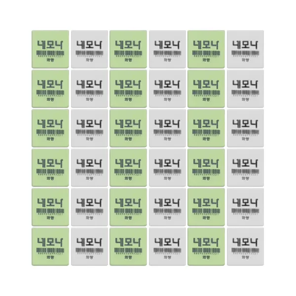 화랑 신 300 네모나 지우개 2종 x 18p, 화이트, 그린, 1세트