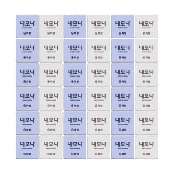 화랑 신 500 네모나 지우개 2종 x 18p, 화이트, 퍼플, 1세트