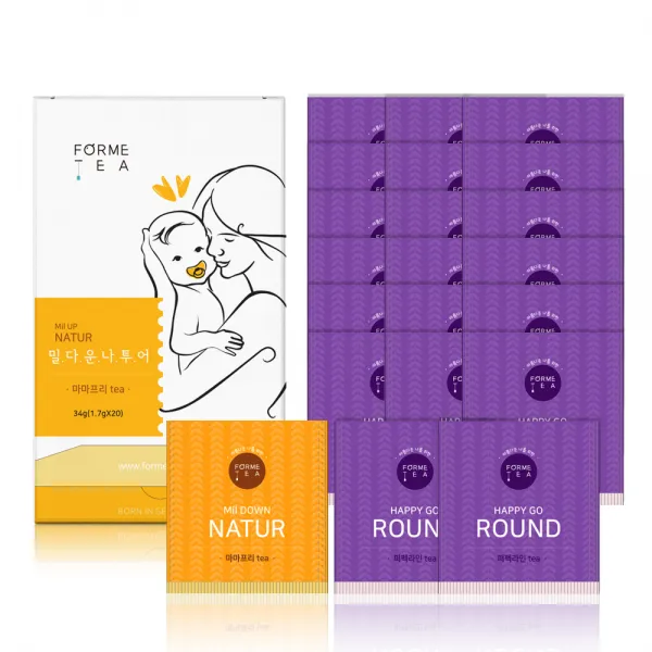 포미티 임산부세트 밀다운나투어 마마프리 단유차 1.7g x 20p + 해피고라운드 퍼펙라인 유기농 붓기차 1.7g x 20p, 1세트