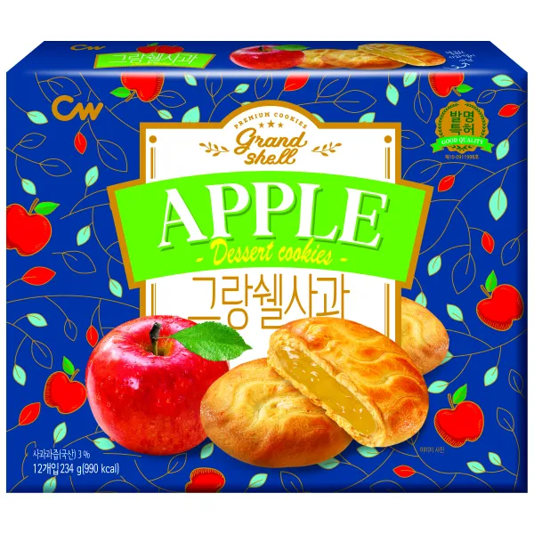 청우식품 그랑쉘사과 과자파이 12p 234g 1개
