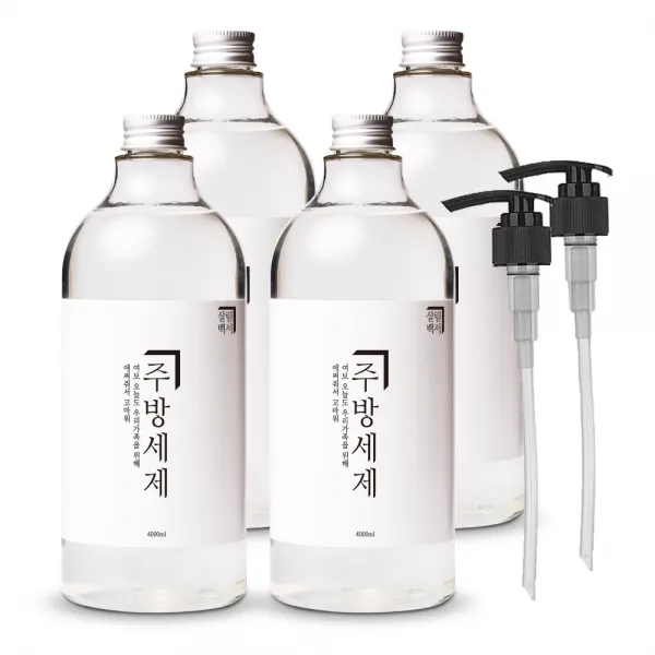 살림백서 주방세제 1L x 4p + 전용 펌프 2p, 1세트