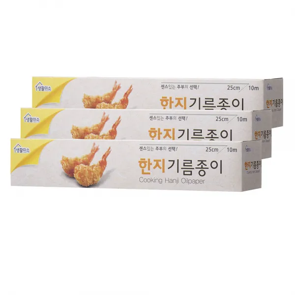 생활미소 한지기름종이 25cm X 10m 3개