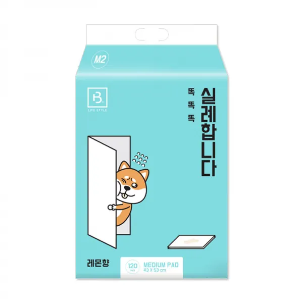 브리더랩 똑똑똑 실례합니다 배변패드 M2 레몬향 120매 1개