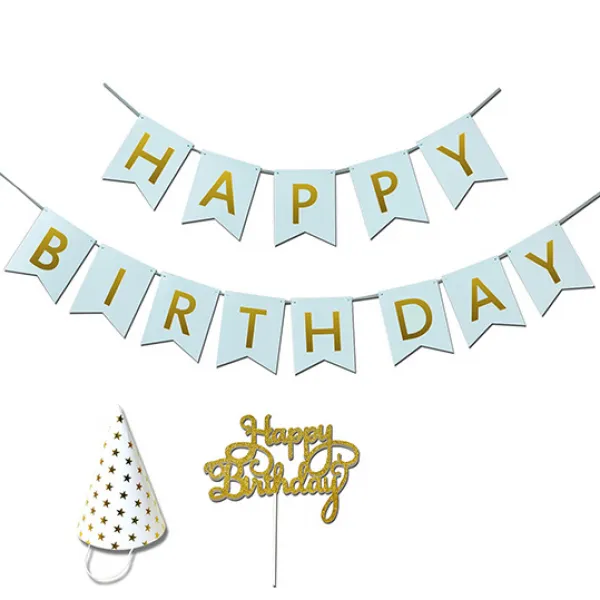 베이비베이커리 DIY 생일축하 가랜드 +꼬깔 토퍼세트, 민트, 1세트