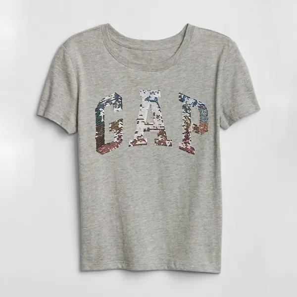 갭 여아 로고 반팔 티셔츠 그레이 헤더