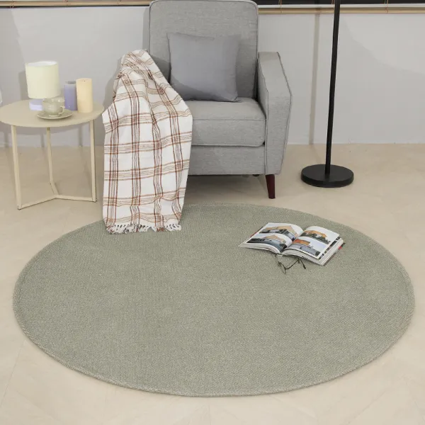 인룸 셔닐 슬랙 원형 러그 그린