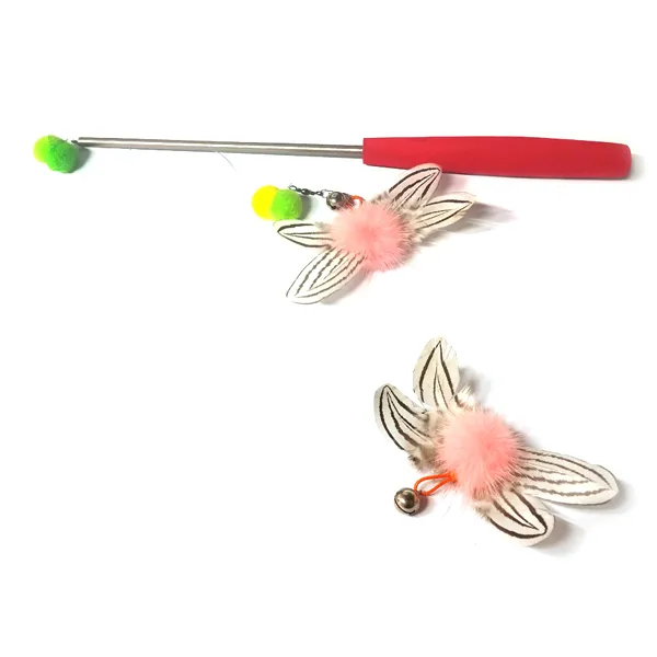 힐링타임 플라잉 흰줄나비 3단낚시대 고양이 장난감 + 리필 랜덤 발송 1세트