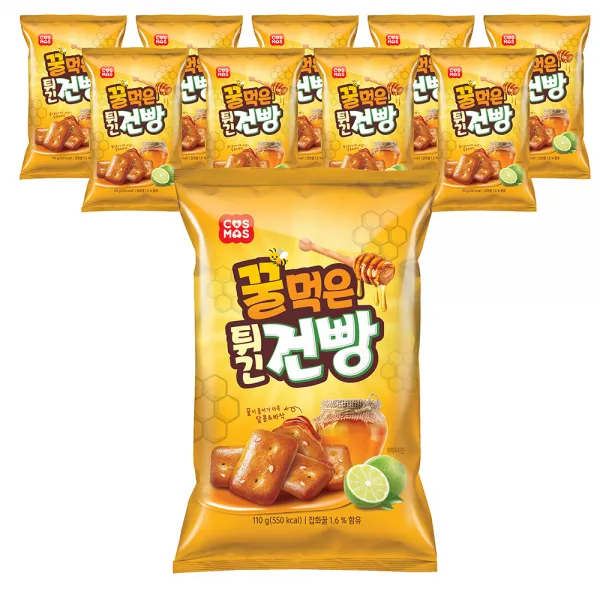 코스모스제과 꿀먹은 튀긴 건빵, 110g, 10개
