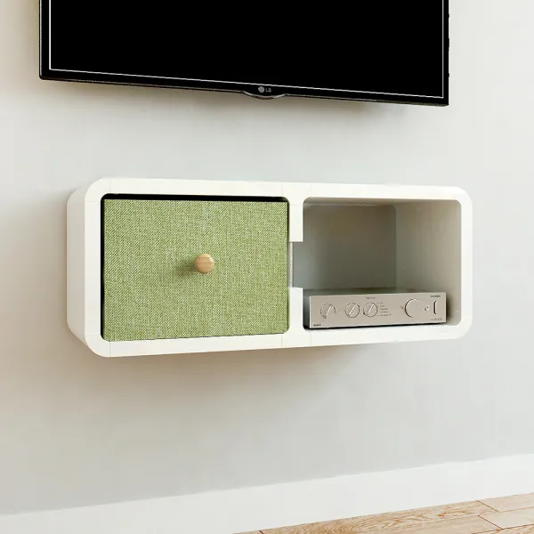 큐빅스 2 벽선반 삼이s2단 + 패브릭 바구니 그린 Vin2 32 화이트