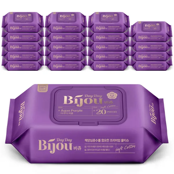 모나리자 데이데이비쥬 아쿠아퍼플 아기물티슈 엠보싱 캡형 20매 20개