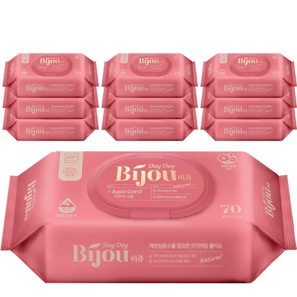 모나리자 데이데이비쥬 아쿠아코랄 아기물티슈 엠보싱 캡형 70매 10개