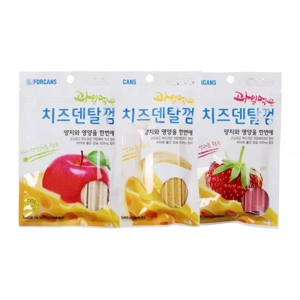 포켄스 강아지 과일먹은 치즈덴탈껌 100g x 3종, 사과, 딸기, 바나나, 1세트