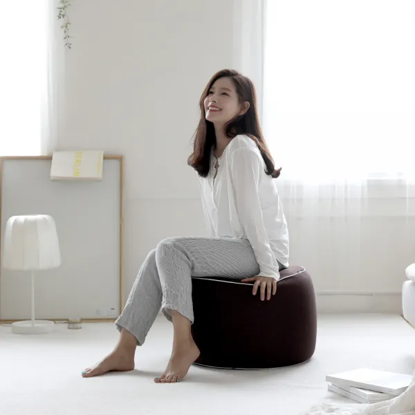 리브맘 달콤 빈백 스툴 원형, 브라운