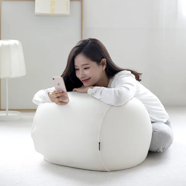 리브맘 달콤 빈백 스툴 원형, 아이보리