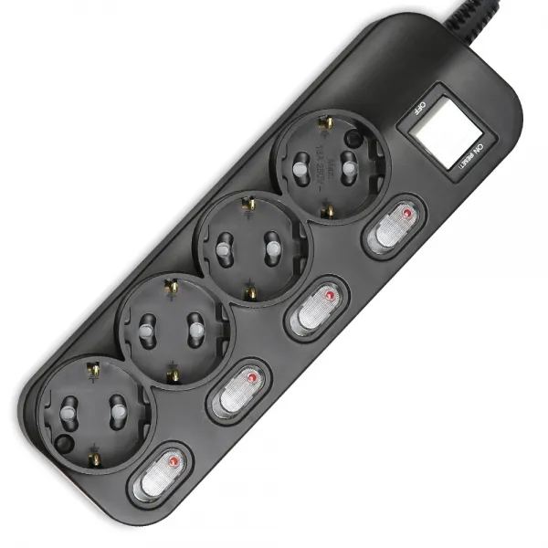 이놀 블랙 개별통합형 코드 비교환 멀티콘센트 4구 HT903, 1m, 1개