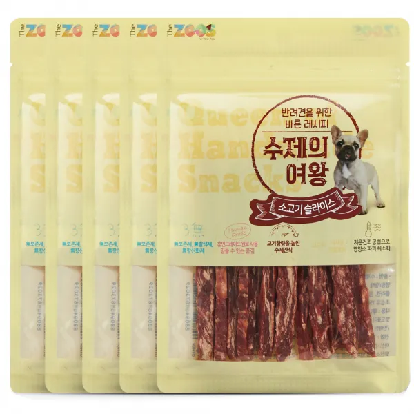 더주스 수제의여왕 반려견 간식 소고기슬라이스 5개