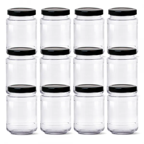 글라스락 500 높은형 유리병 블랙 400ml + 뚜껑 랜덤 발송, 400ml, 12세트
