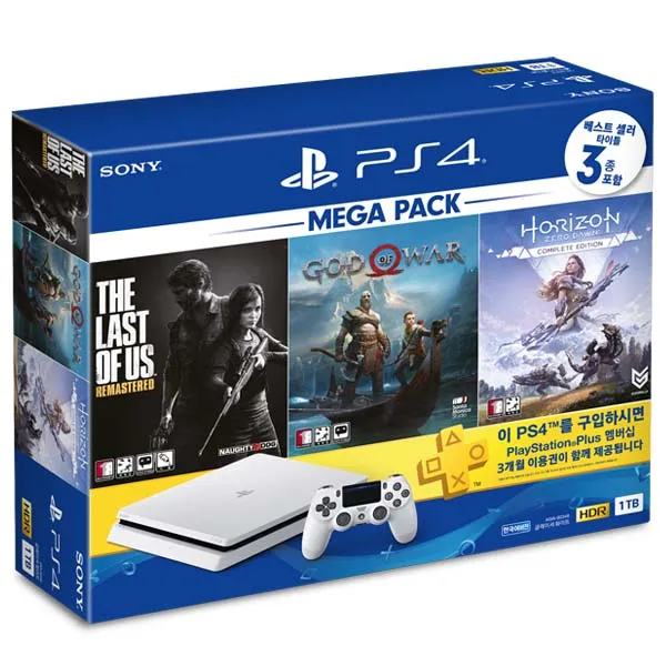 소니 본체 슬림 2218b 1tb Mega 패키지 게임 3종 + Psn3 Ps4 화이트