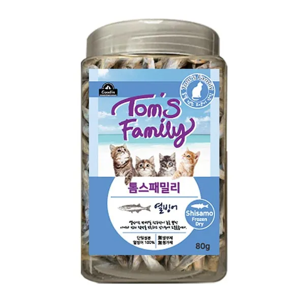 구딘 톰스패밀리 동결건조간식 캣 트릿 열빙어 80g, 1개