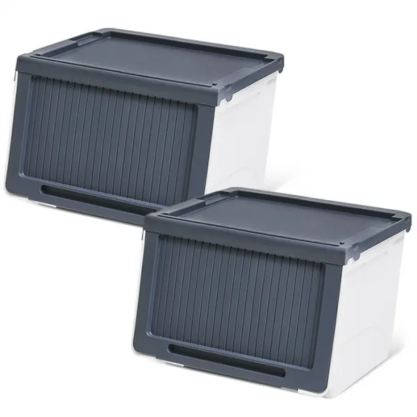 네이쳐리빙 모던데일 슬라이딩 리빙박스 2단 특대 네이비 1세트