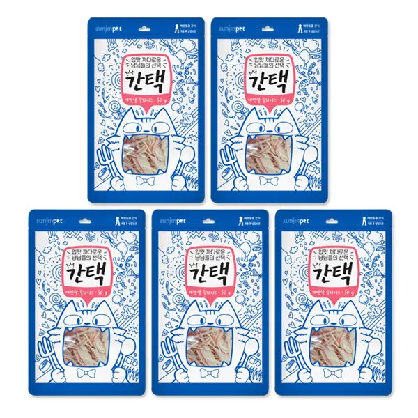 간택 고양이간식 생선살 30g, 게맛살슬라이스, 5개