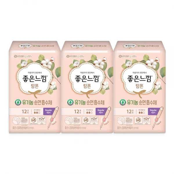 좋은느낌 탐폰 유기농 레귤러, 12개입, 3개