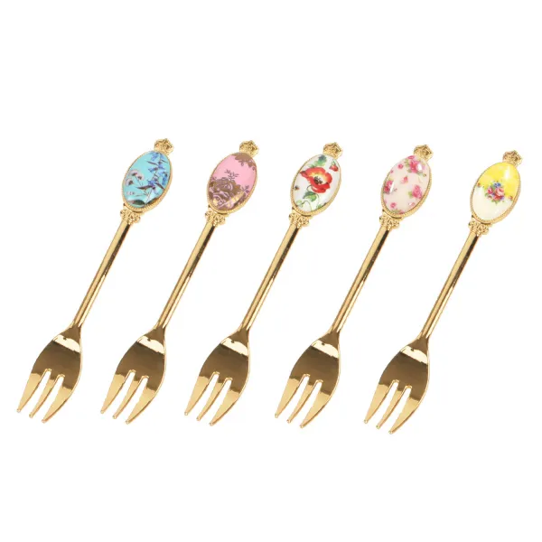 로얄알버트 100주년 리프레쉬 티포크 5p 세트 후기 혼합 색상 1세트