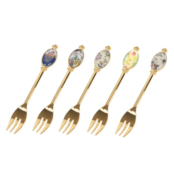 로얄알버트 100주년 리프레쉬 티포크 5p 세트 전기, 혼합 색상, 1세트