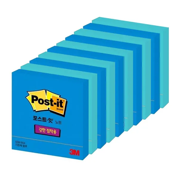 쓰리엠 베이직 포스트잇 스몰 강학 점착용 네이비 5p + 아쿠아 5p 혼합 색상 1세트