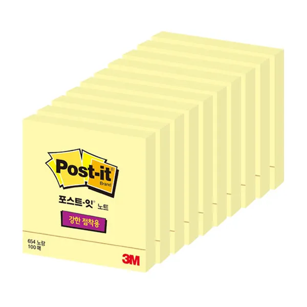 쓰리엠 베이직 포스트잇 미디움 강학 점착용 옐로우 10개
