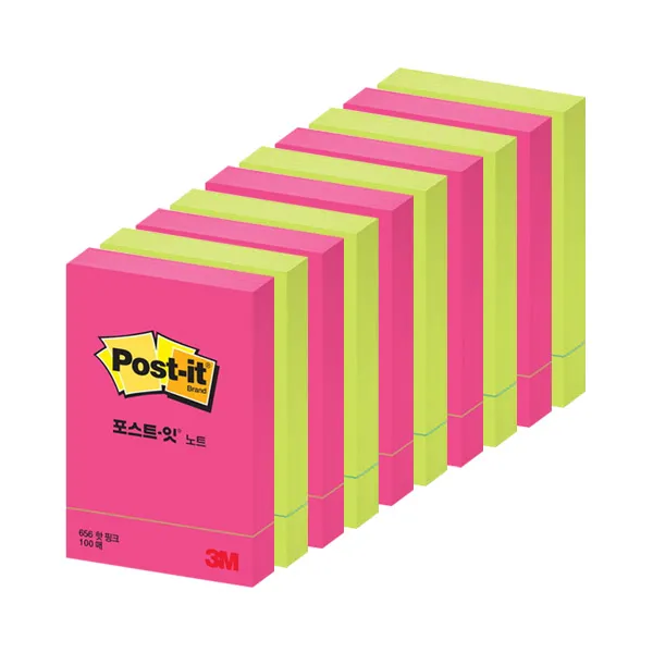 쓰리엠 베이직 포스트잇 스몰 형광핑크 5p + 형광레몬 5p 혼합 색상 1세트