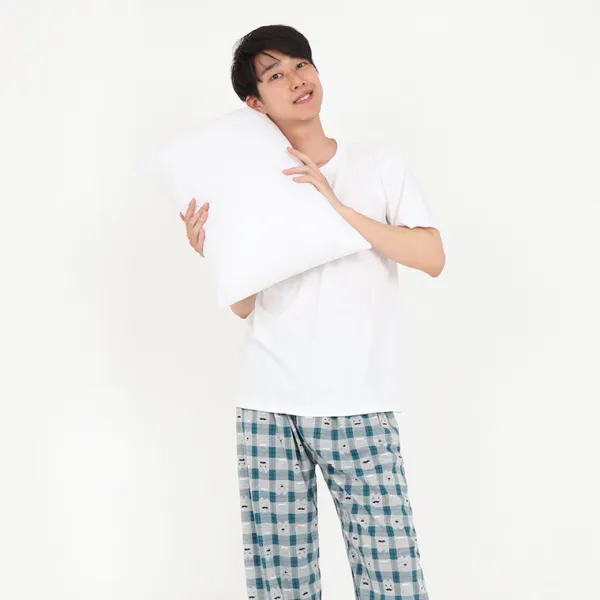 유토피아 남성용 체크 니트면 9부 파자마