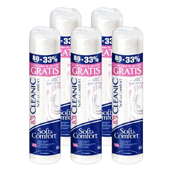 클레아닉 Pro Silk 소프트 앤 컴포트 화장솜, 107개입, 5개