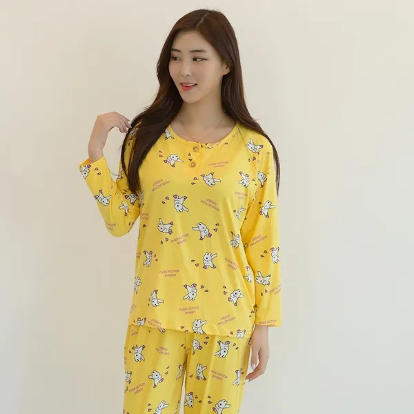 씨엘스토리 여성용 오버액션토끼 피치기모 잠옷 상하세트