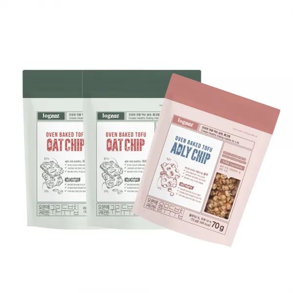 로그잇 귀리두부칩 100g x 2p + 율무두부칩 70g, 1세트