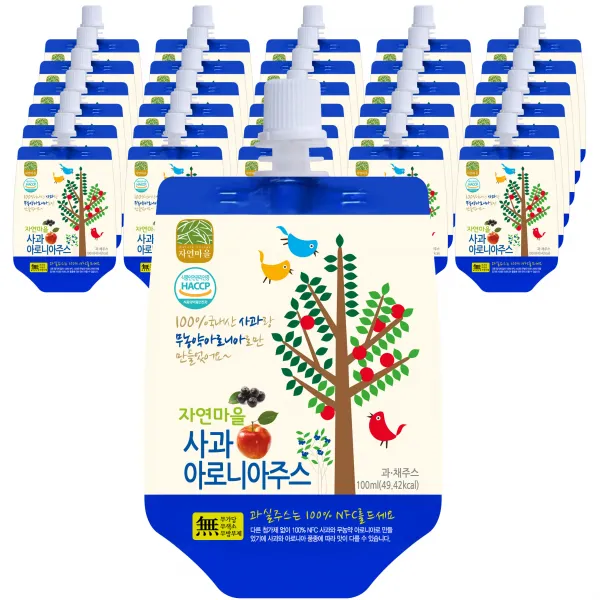 자연마을 사과 아로니아주스, 100ml, 30개