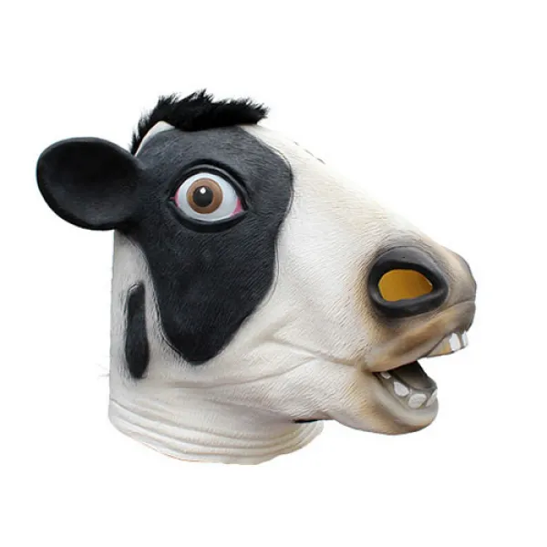 파티팡 리얼 고무가면 젖소 화이트