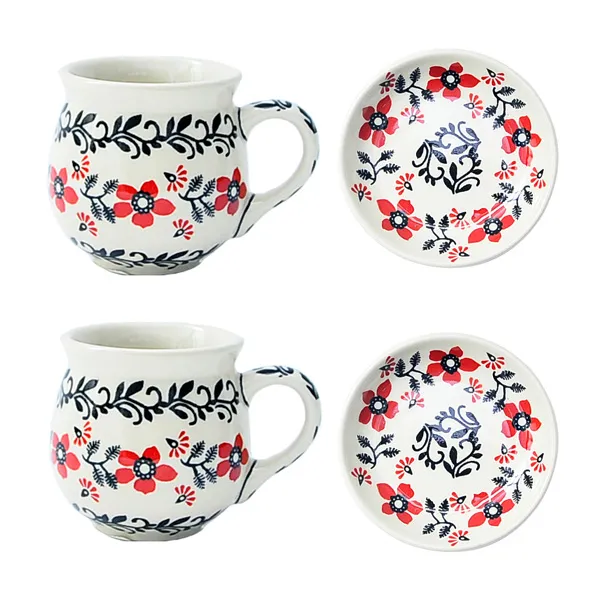 마뉴팍투라 레이디 머그컵 230ml x 2p + 소서 2p MA-KK01, 혼합 색상, 1세트