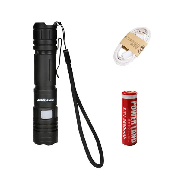 make speed 1200루멘 CREE L2 충전식 라이트 + USB케이블 + 18650배터리, 혼합 색상, 1세트