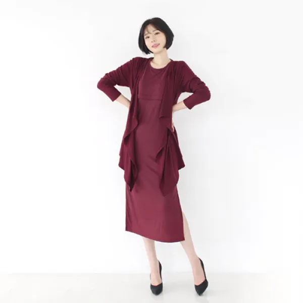 팡팡샵 T 긴 훌 가디건 수유 임산복 세트