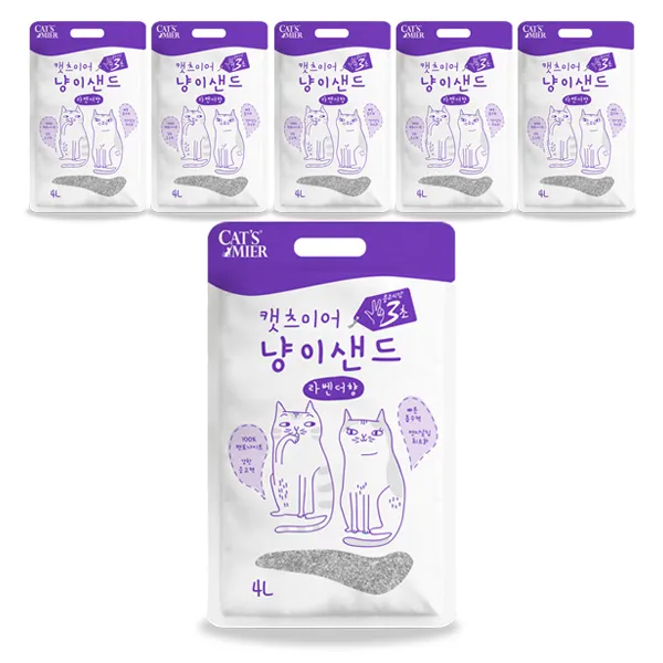 캣츠미어 냥이샌드 벤토나이트모래 라벤더향, 4L, 6개