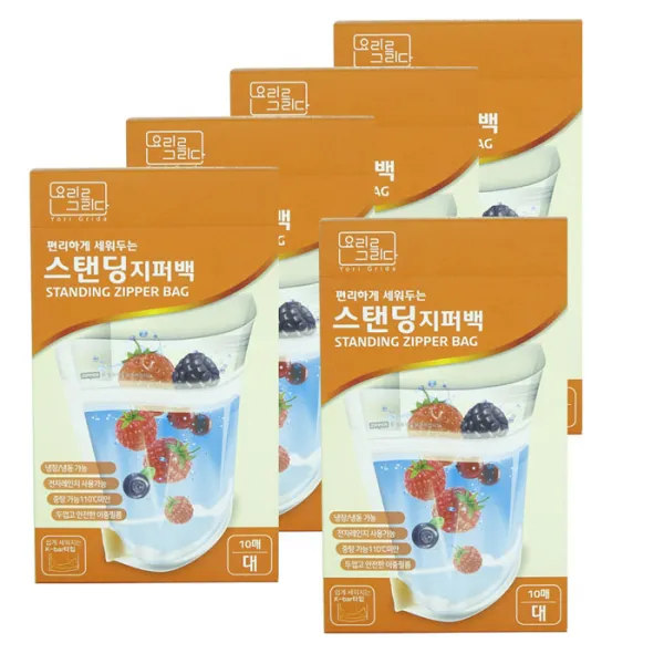 요리를그리다 스탠딩지퍼백 투명 대, 5개