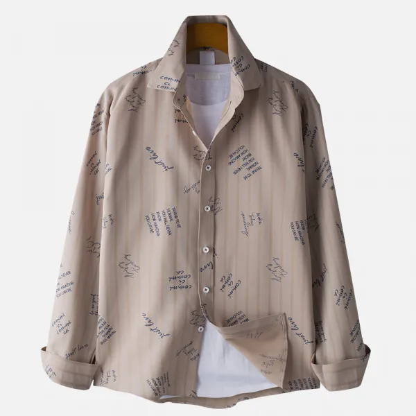 고스트리퍼블릭 스트라이프 레터링 패턴 셔츠 Msh 575