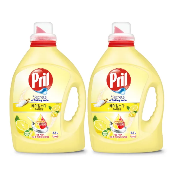 프릴 베이킹소다 주방세제 퓨어레몬, 2.2L, 2개