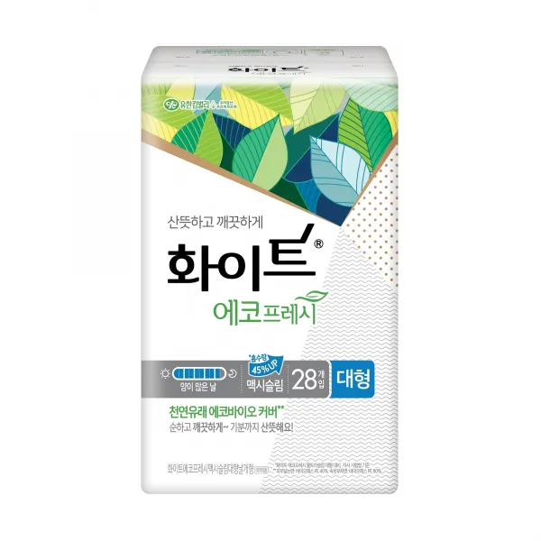 화이트 에코프레시 맥시 슬림 대형 생리대 날개형, 28개입, 1개